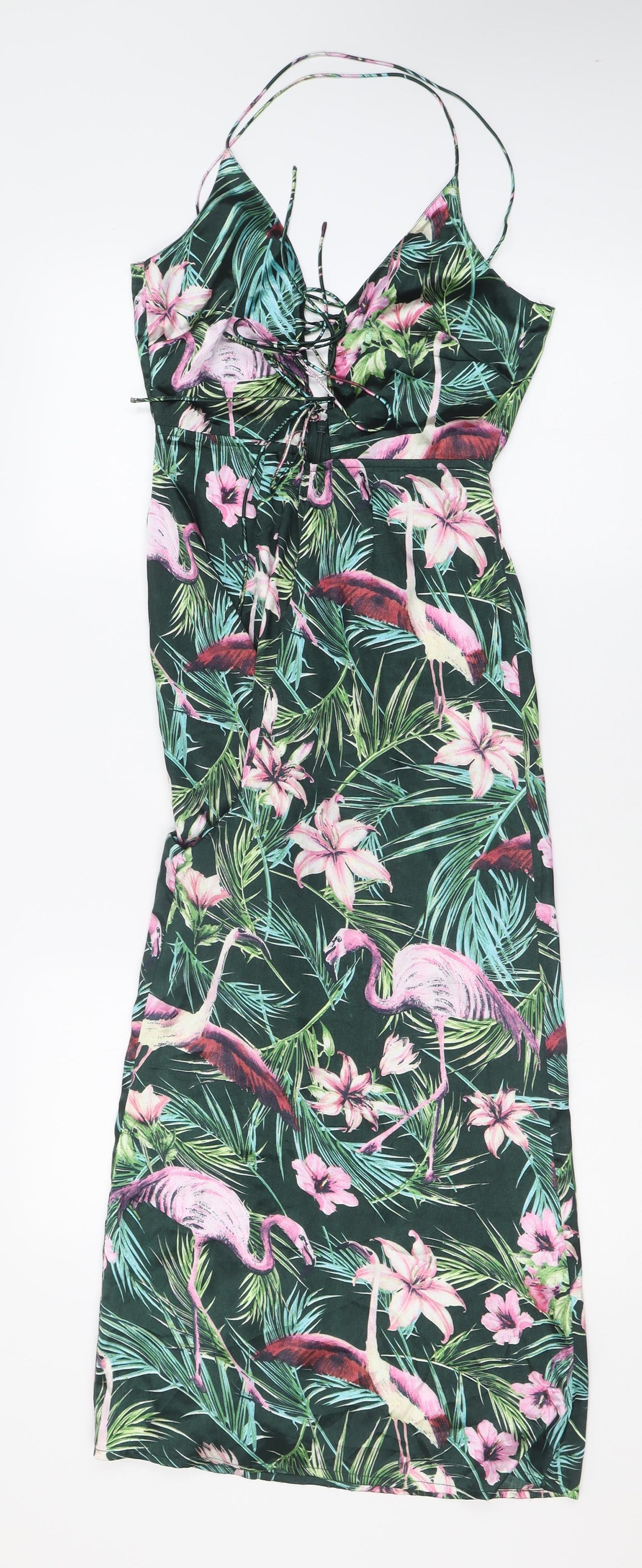 ASOS Womens Multicoloured Floral Polyester Fit & Flare  Size 4  V-Neck Pullover