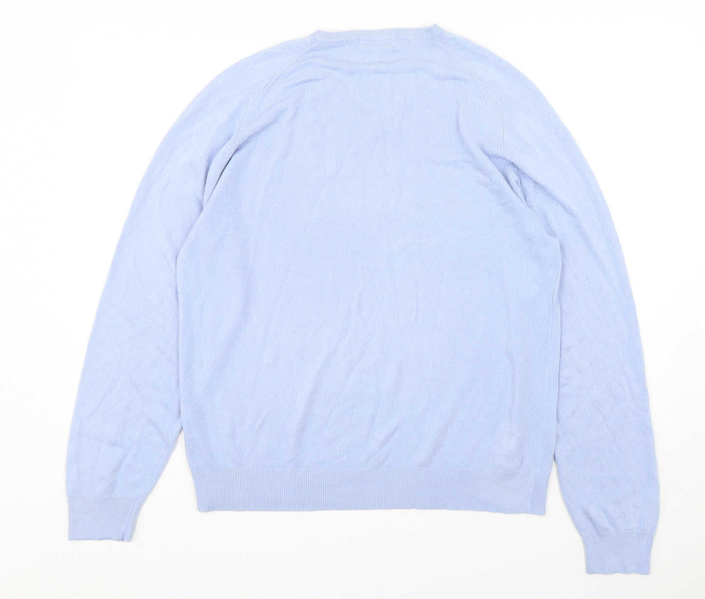 Blue Harbour Mens Blue V-Neck  Acrylic Pullover Jumper Size L
