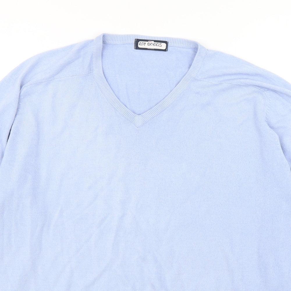 Blue Harbour Mens Blue V-Neck  Acrylic Pullover Jumper Size L