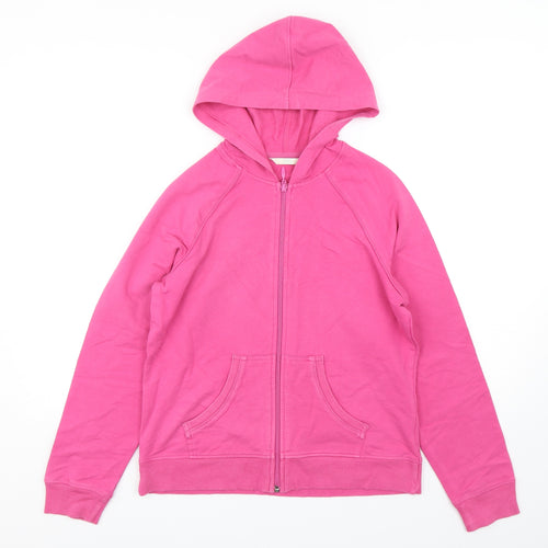 Marks and Spencer Womens Pink  Cotton Full Zip Hoodie Size 12  Zip