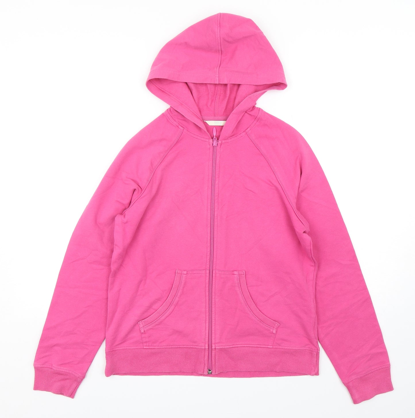 Marks and Spencer Womens Pink  Cotton Full Zip Hoodie Size 12  Zip