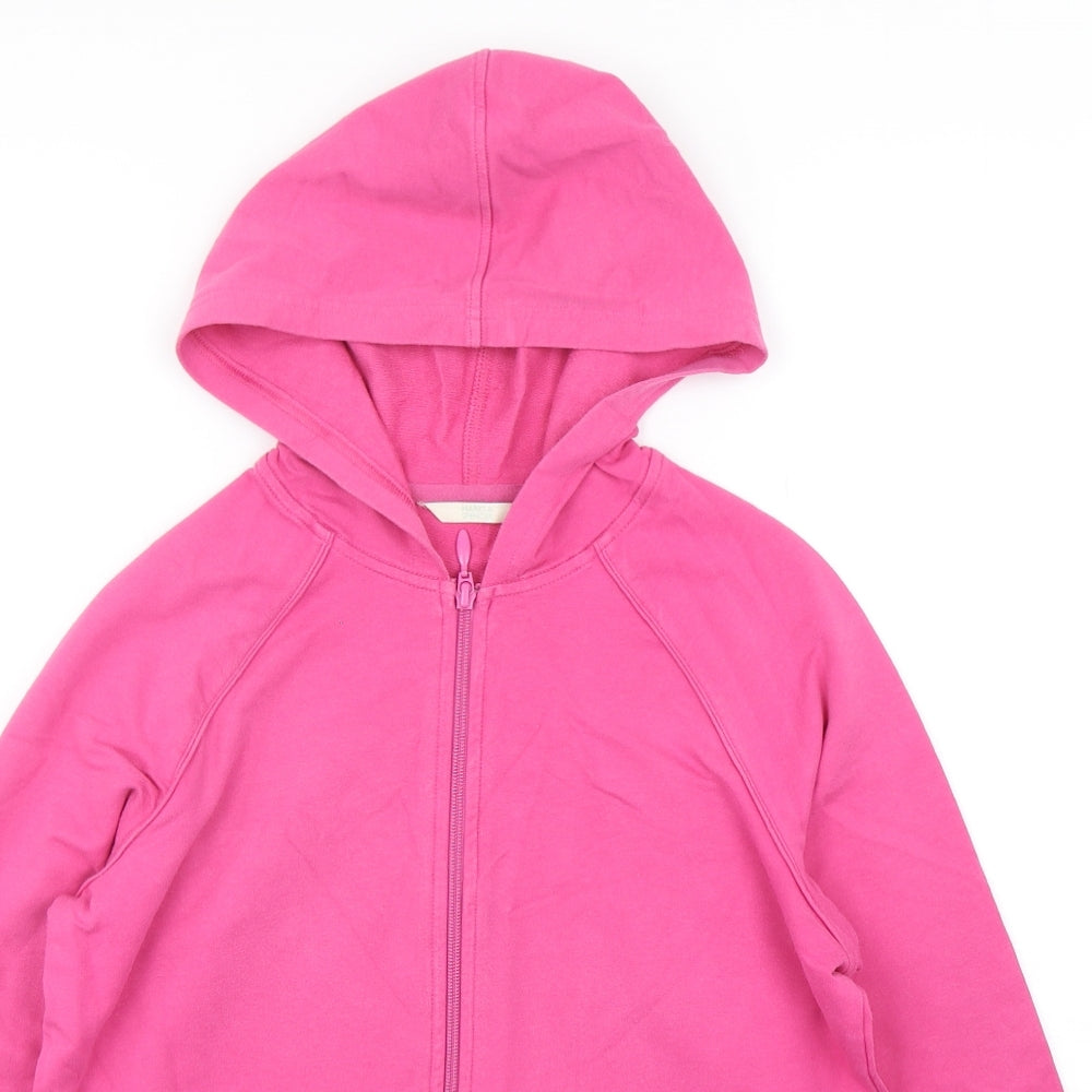 Marks and Spencer Womens Pink  Cotton Full Zip Hoodie Size 12  Zip