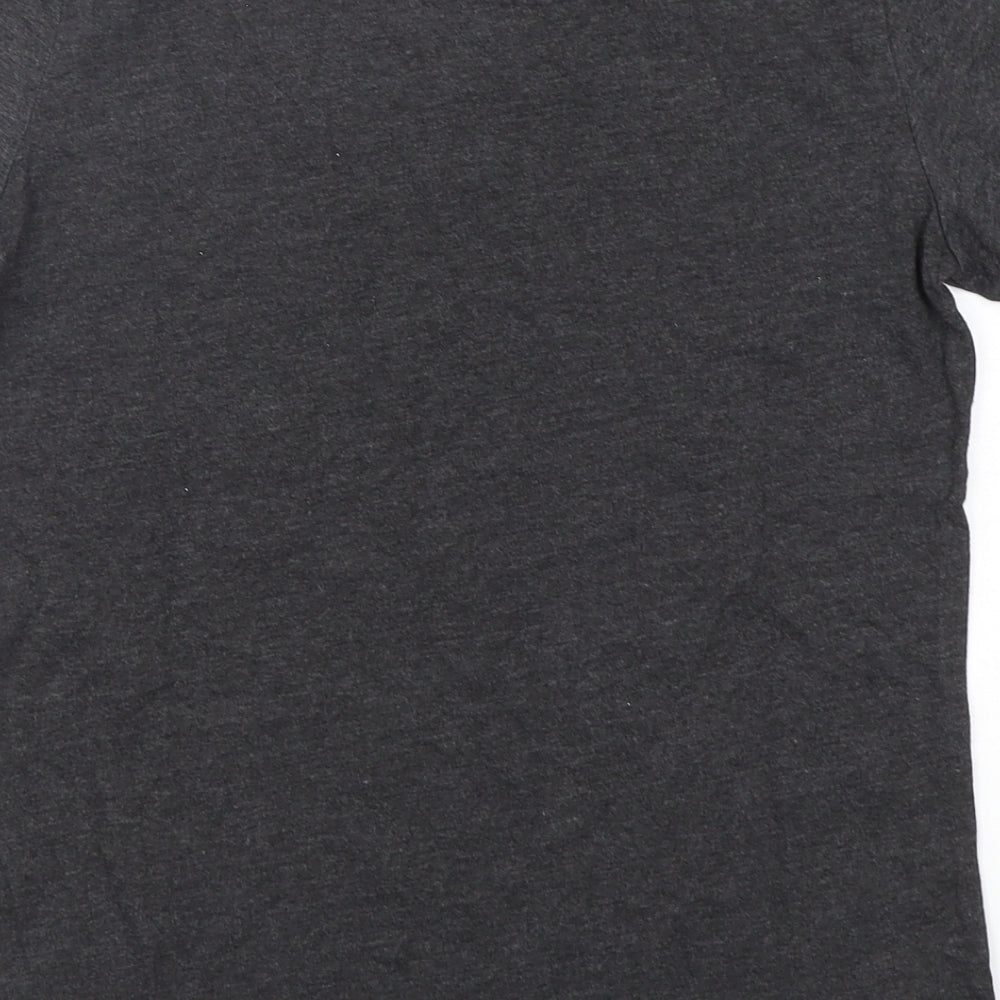 Superdry Womens Grey  Cotton Basic T-Shirt Size 8 Round Neck