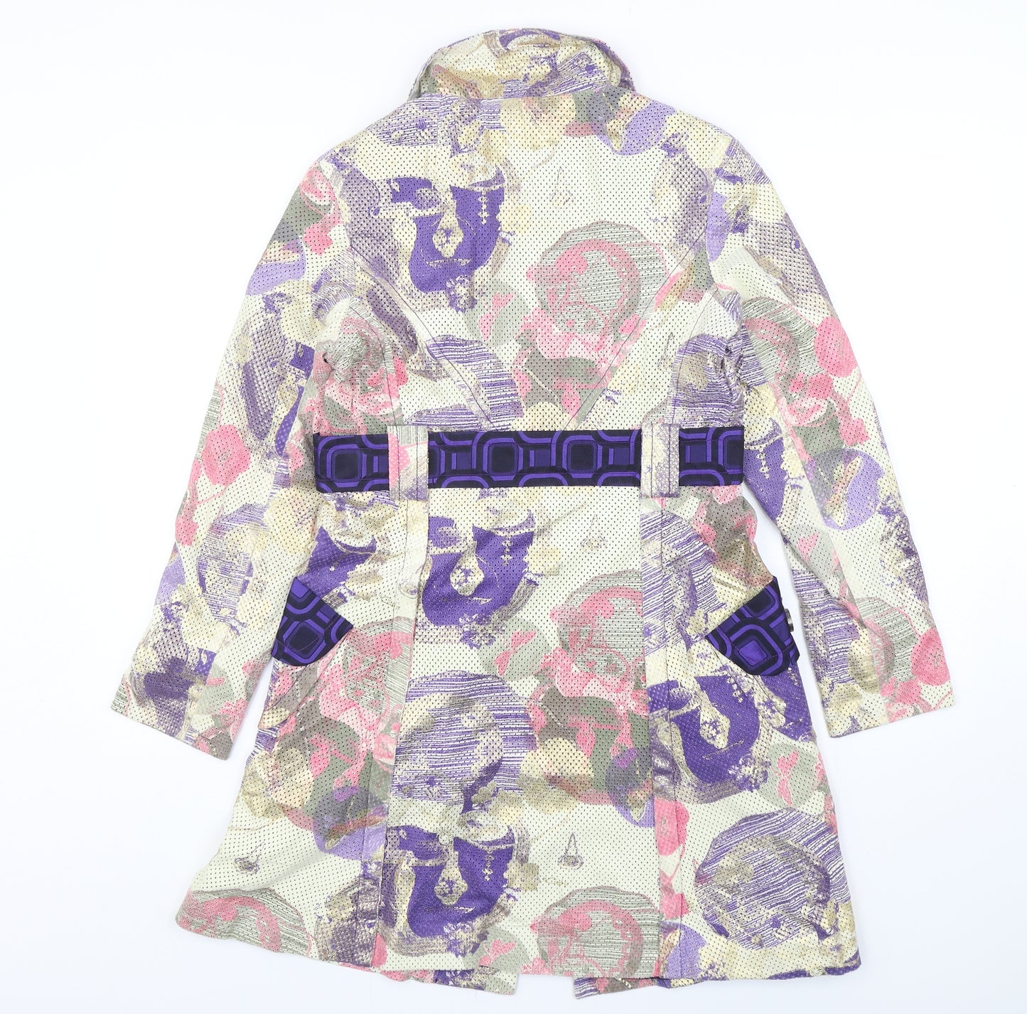 Custo Womens Multicoloured Geometric  Overcoat Coat Size 10