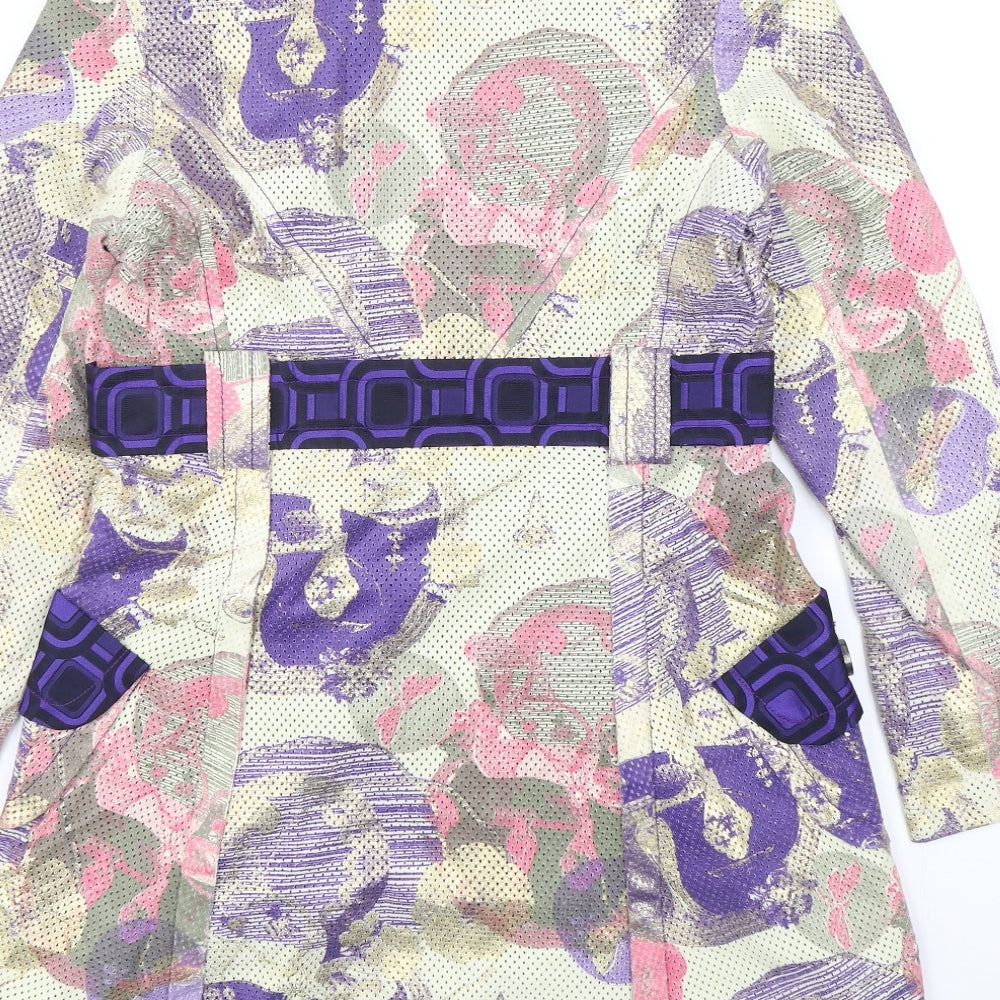 Custo Womens Multicoloured Geometric  Overcoat Coat Size 10