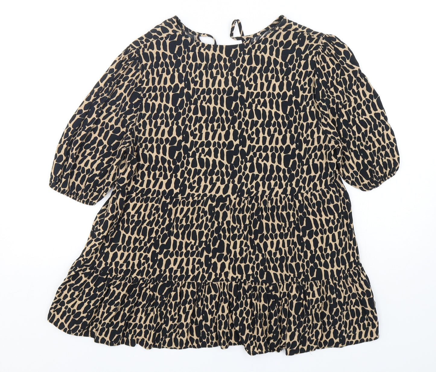 F&F Womens Multicoloured Animal Print Viscose Basic Blouse Size 8 V-Neck