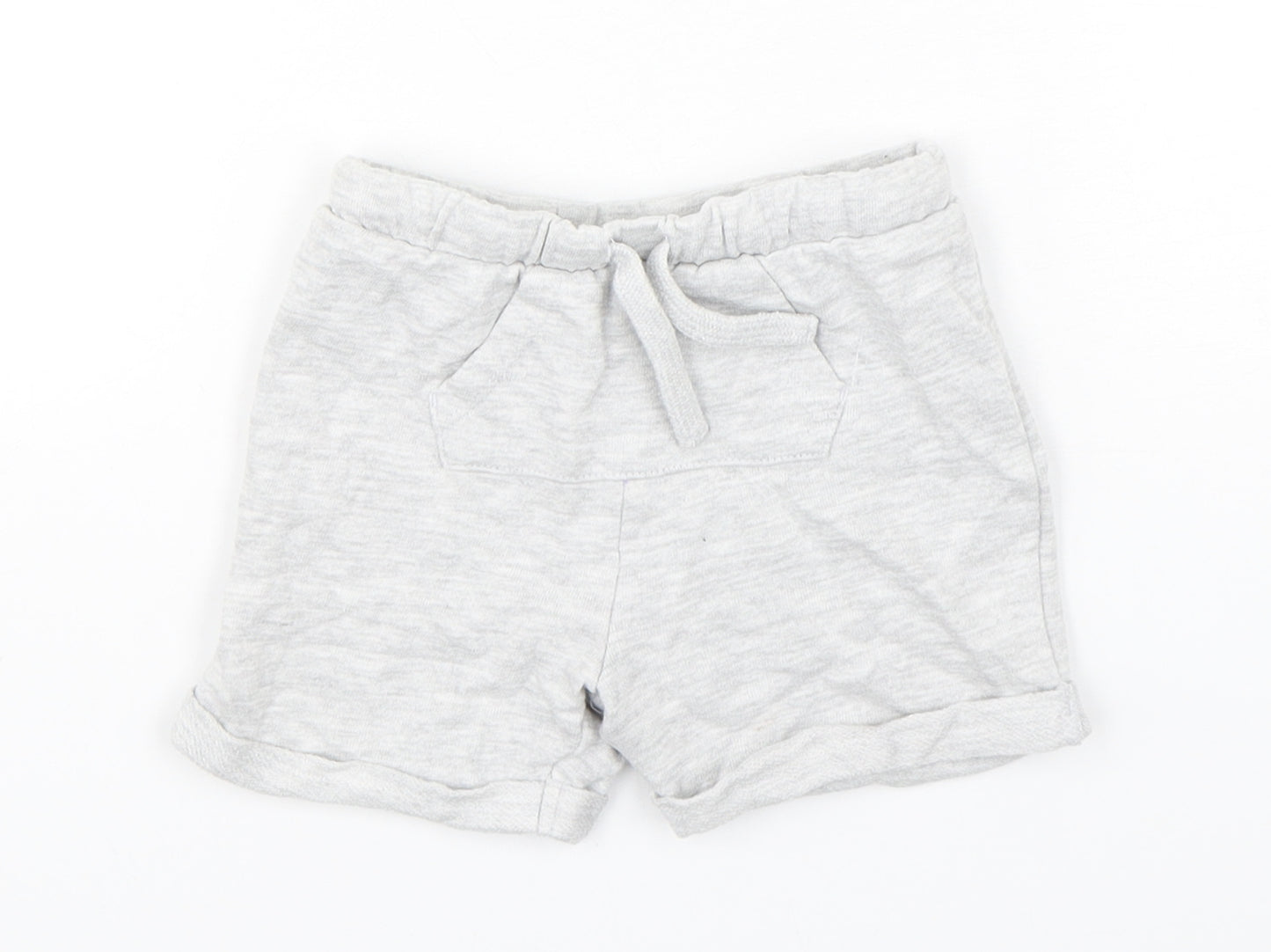 F&F Boys Grey  Cotton Cropped Trousers Size 9-12 Months  Drawstring - Shorts