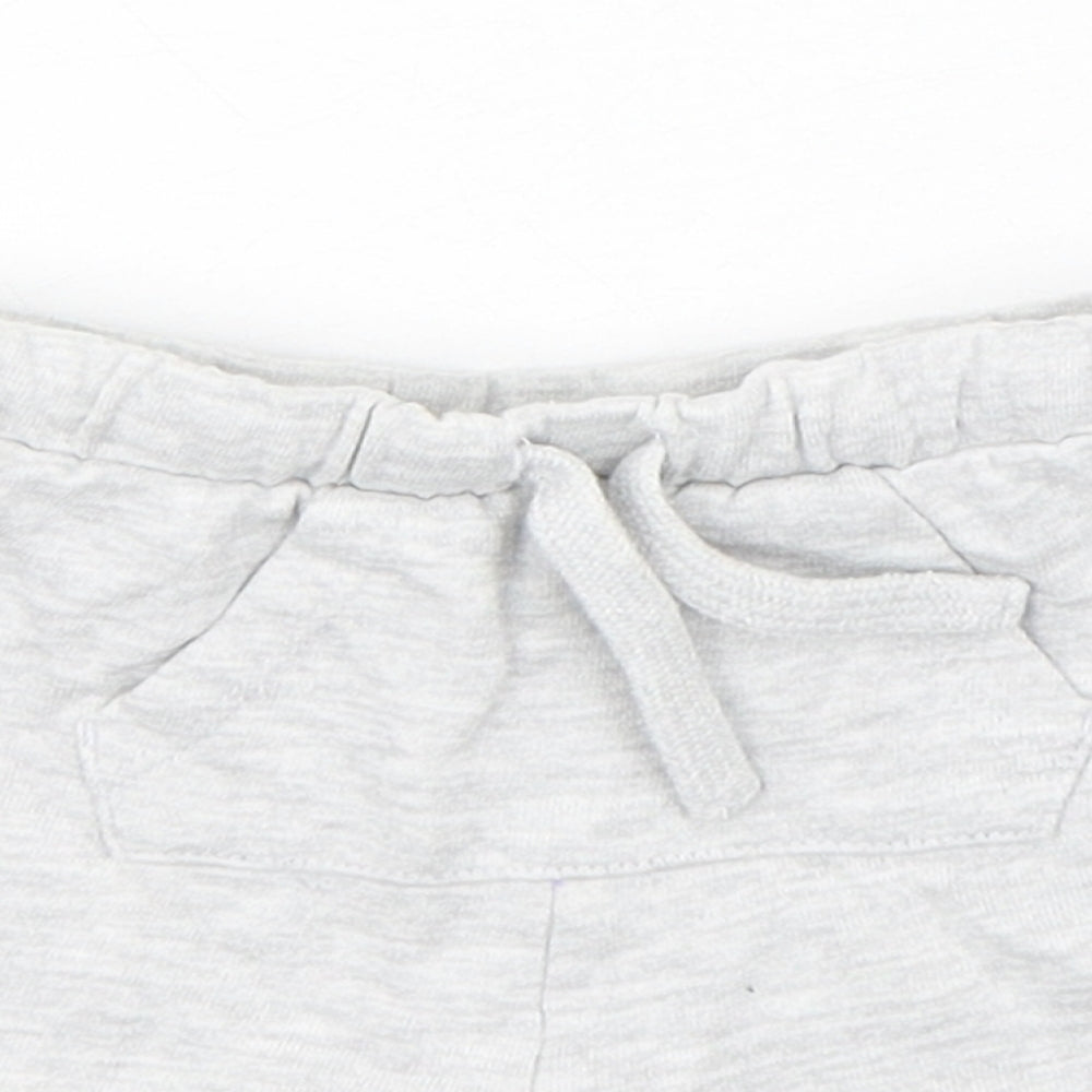 F&F Boys Grey  Cotton Cropped Trousers Size 9-12 Months  Drawstring - Shorts