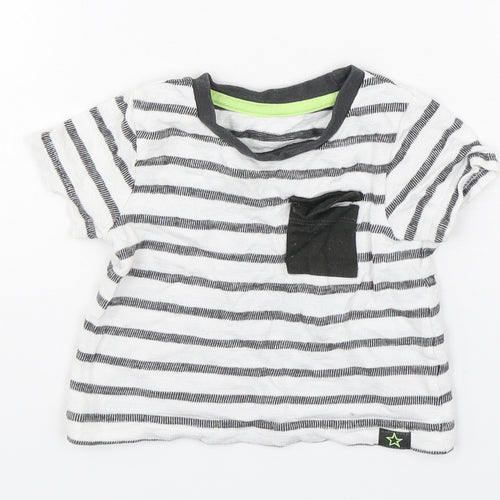 Dunnes Stores Boys Multicoloured Striped Cotton Basic T-Shirt Size 6-9 Months Round Neck Pullover