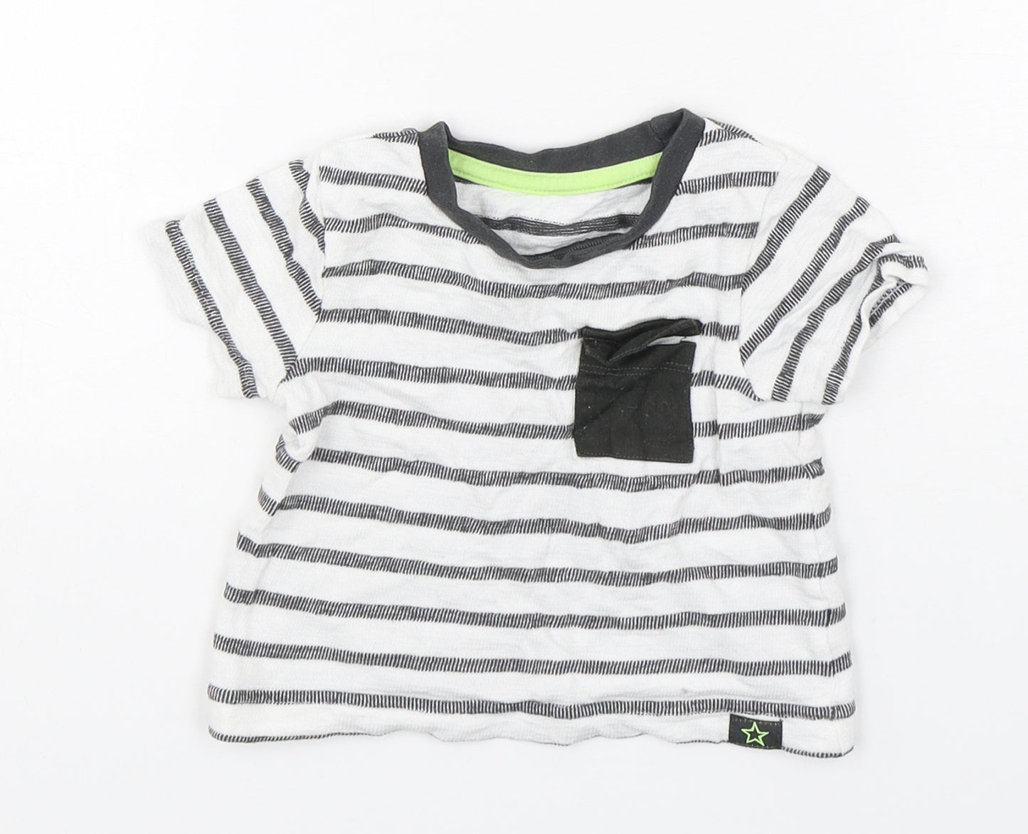 Dunnes Stores Boys Multicoloured Striped Cotton Basic T-Shirt Size 6-9 Months Round Neck Pullover