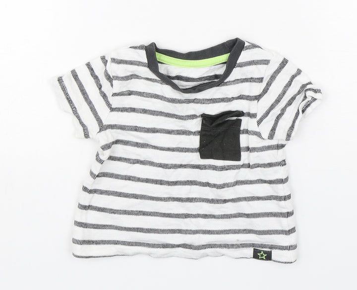 Dunnes Stores Boys Multicoloured Striped Cotton Basic T-Shirt Size 6-9 Months Round Neck Pullover