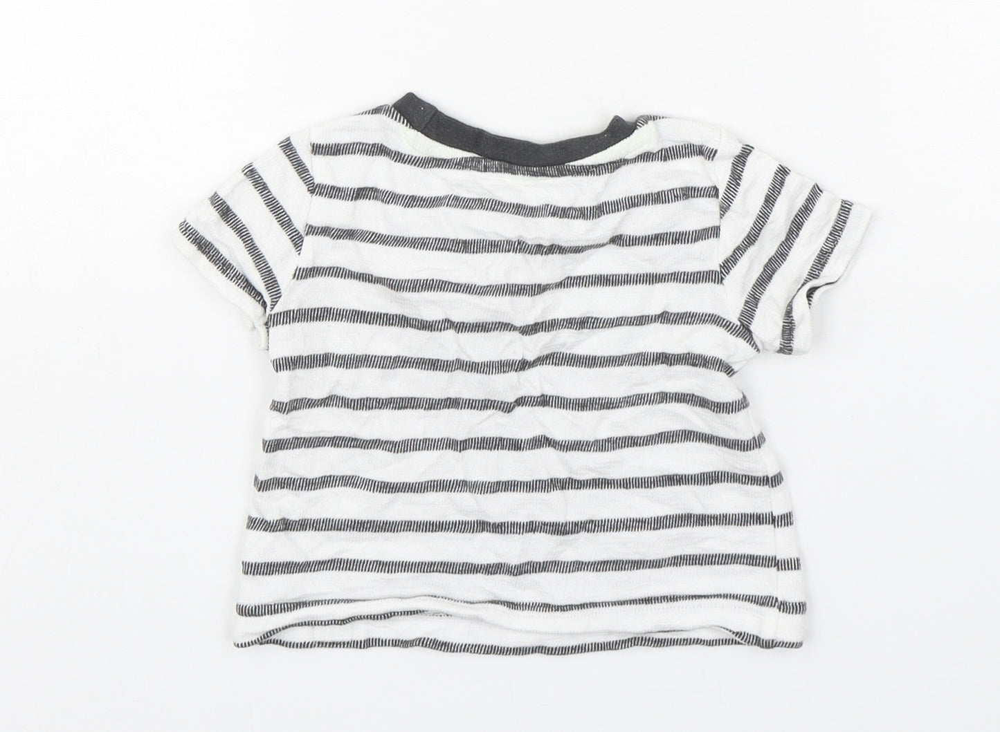 Dunnes Stores Boys Multicoloured Striped Cotton Basic T-Shirt Size 6-9 Months Round Neck Pullover