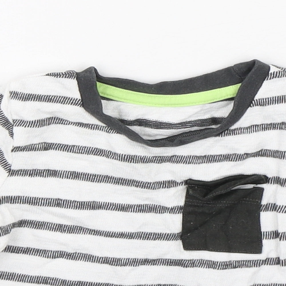Dunnes Stores Boys Multicoloured Striped Cotton Basic T-Shirt Size 6-9 Months Round Neck Pullover