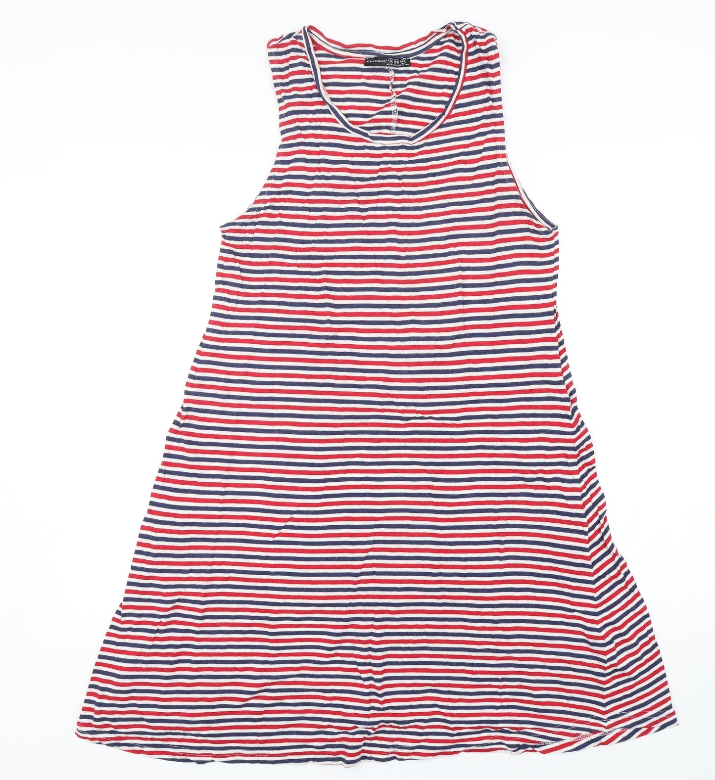 Atmosphere Womens Multicoloured Striped Cotton Tank Dress  Size 16  Round Neck Pullover