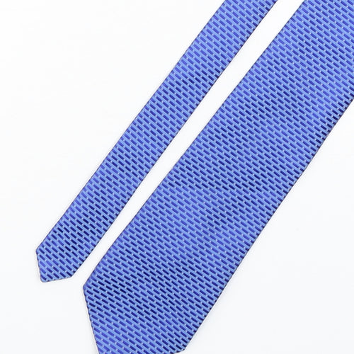 Marks and Spencer Mens Blue Striped Polyester Pointed Tie One Size
