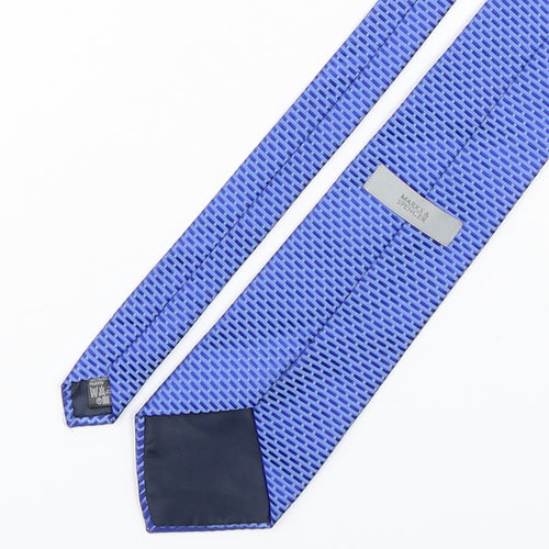 Marks and Spencer Mens Blue Striped Polyester Pointed Tie One Size