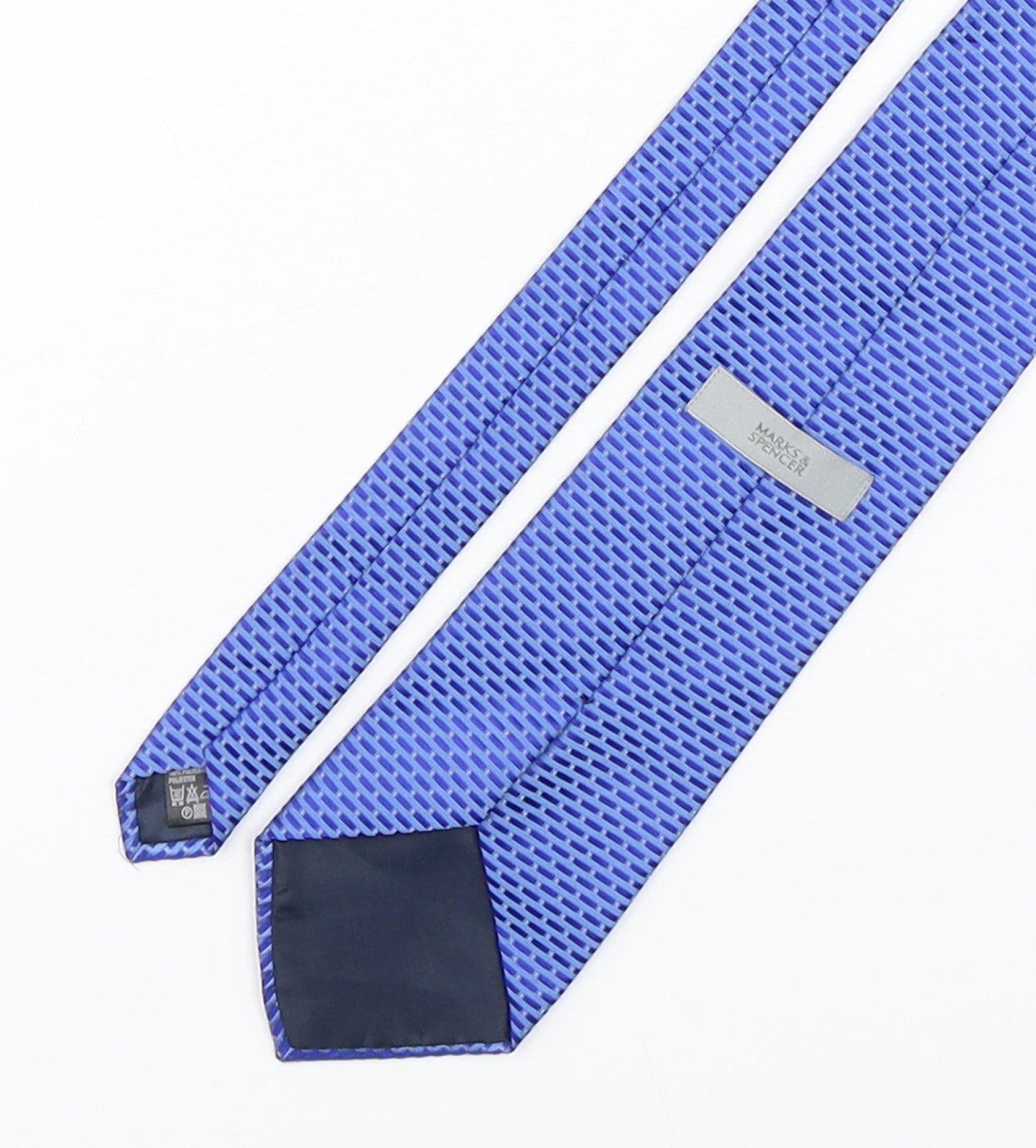 Marks and Spencer Mens Blue Striped Polyester Pointed Tie One Size