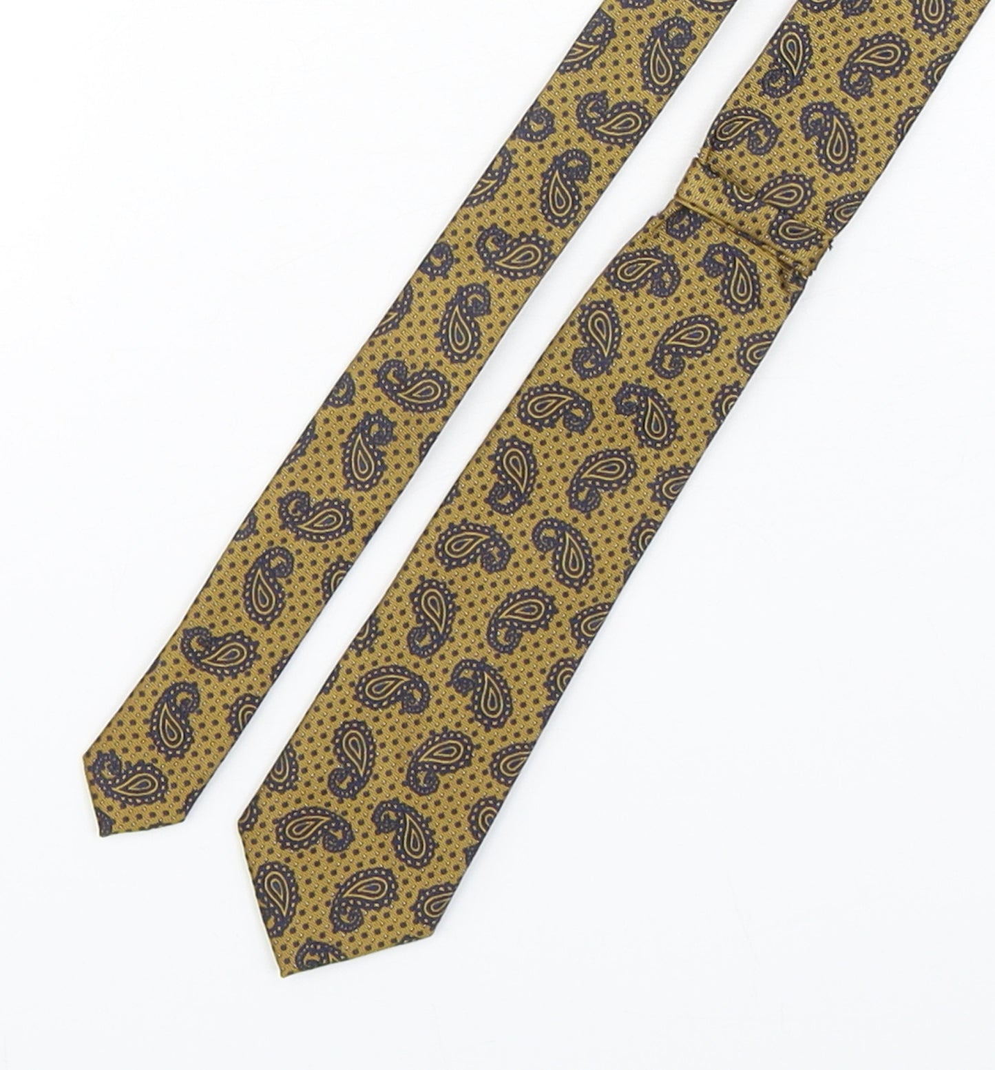 Debenhams Mens Gold Paisley Polyester Pointed Tie One Size