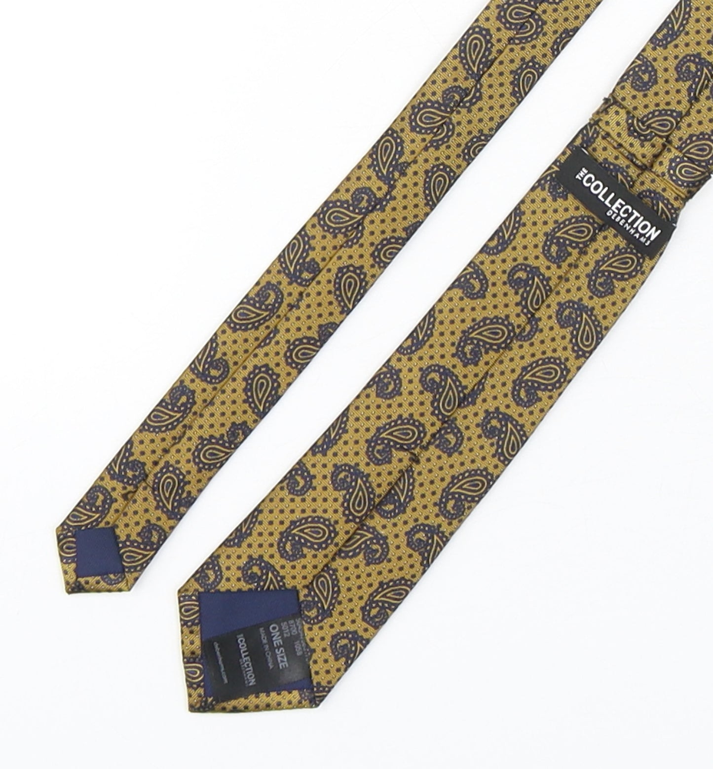 Debenhams Mens Gold Paisley Polyester Pointed Tie One Size