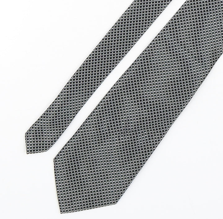 BHS Mens Black Plaids & Checks Polyester Pointed Tie One Size