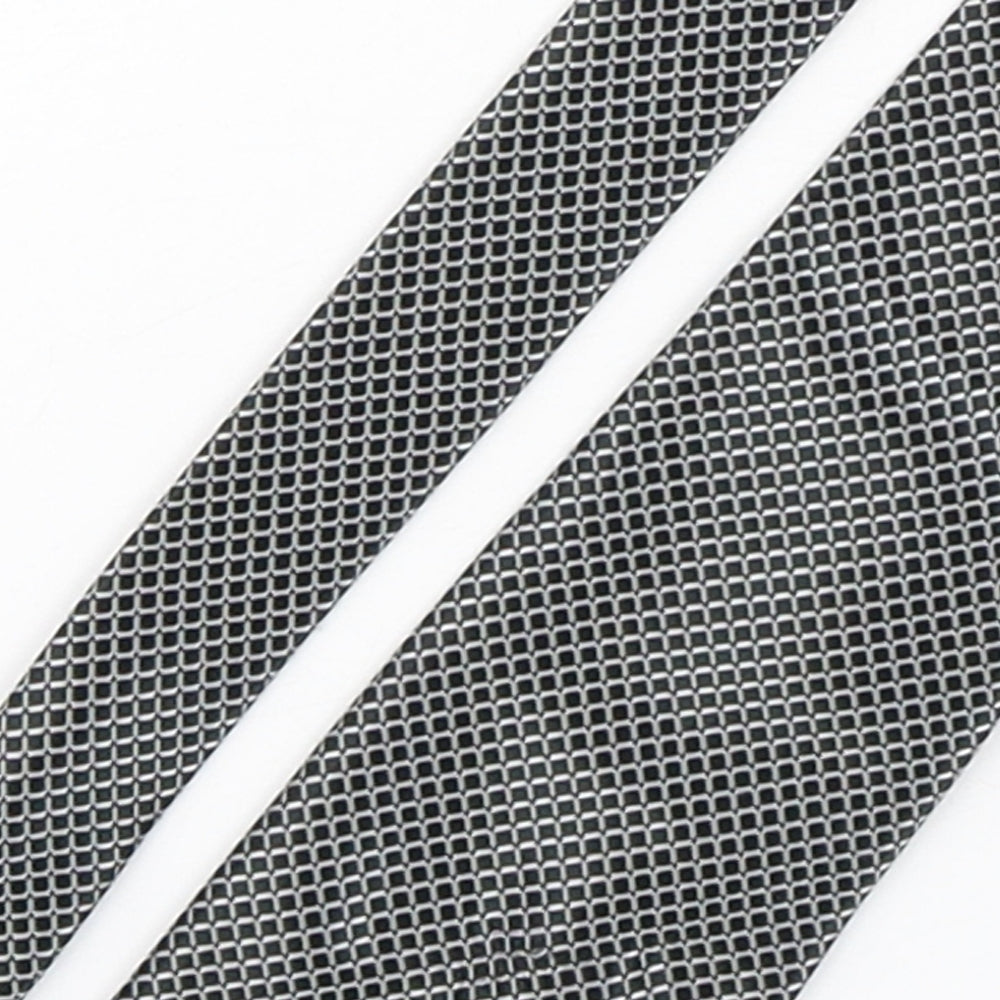 BHS Mens Black Plaids & Checks Polyester Pointed Tie One Size