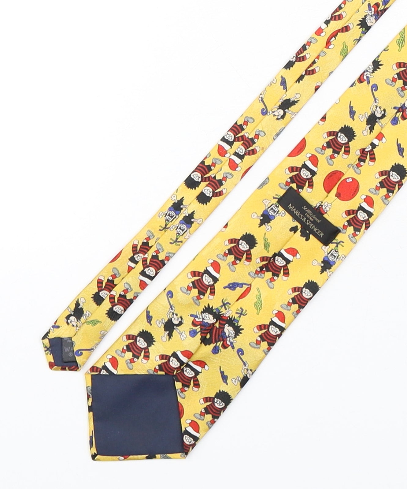 Marks and Spencer Mens Yellow Geometric Polyester Pointed Tie One Size - Dennis the menace