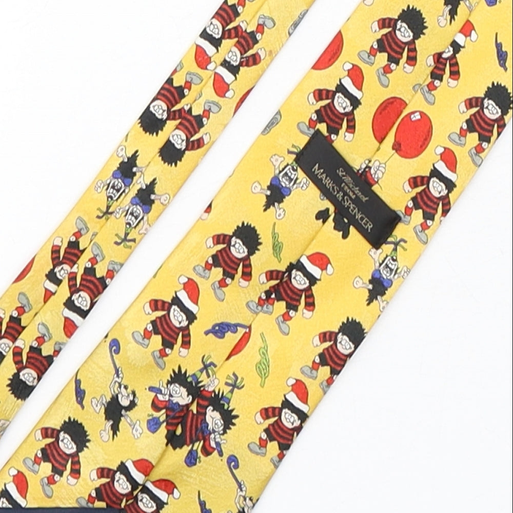 Marks and Spencer Mens Yellow Geometric Polyester Pointed Tie One Size - Dennis the menace