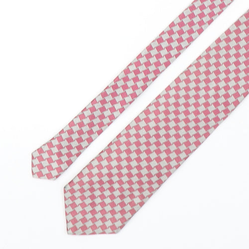 T.M. Lewin  Mens Pink Plaids & Checks Silk Pointed Tie One Size