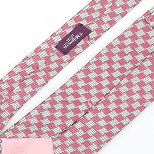 T.M. Lewin  Mens Pink Plaids & Checks Silk Pointed Tie One Size