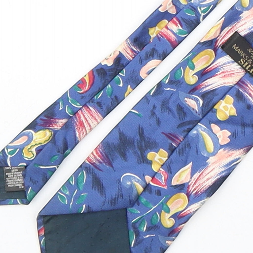 Marks and Spencer Mens Multicoloured Floral Silk Pointed Tie One Size