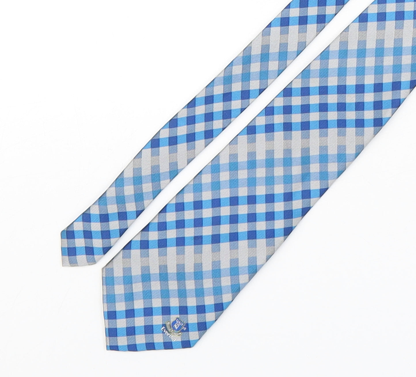 Everton  Mens Blue Plaids & Checks Polyester Pointed Tie One Size