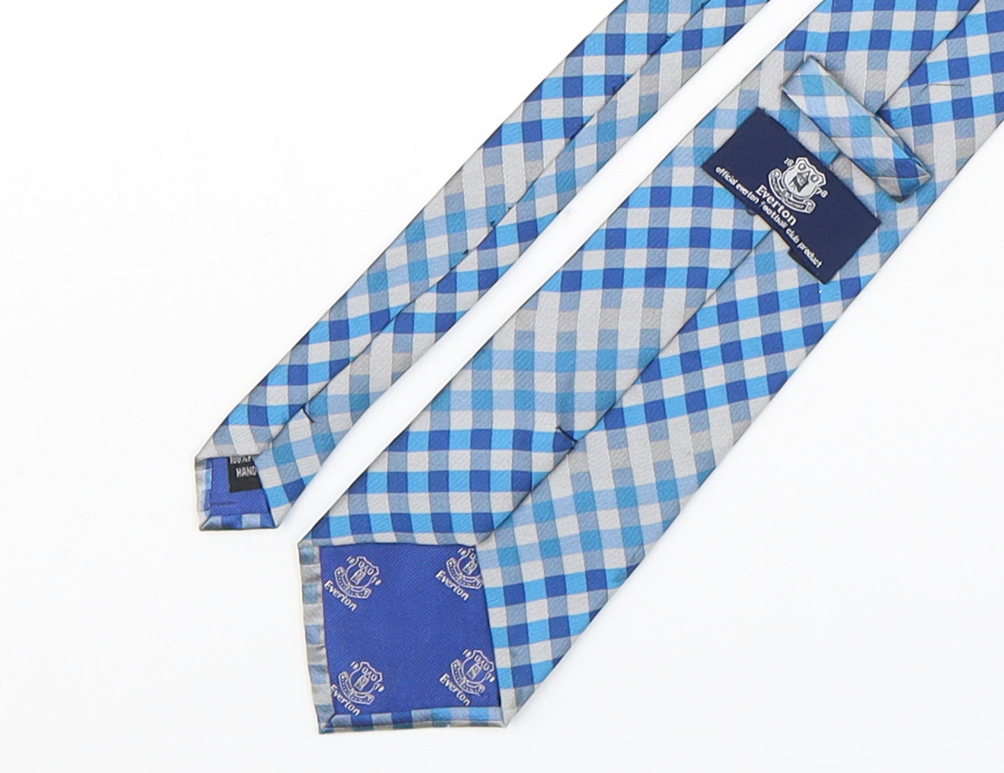 Everton  Mens Blue Plaids & Checks Polyester Pointed Tie One Size