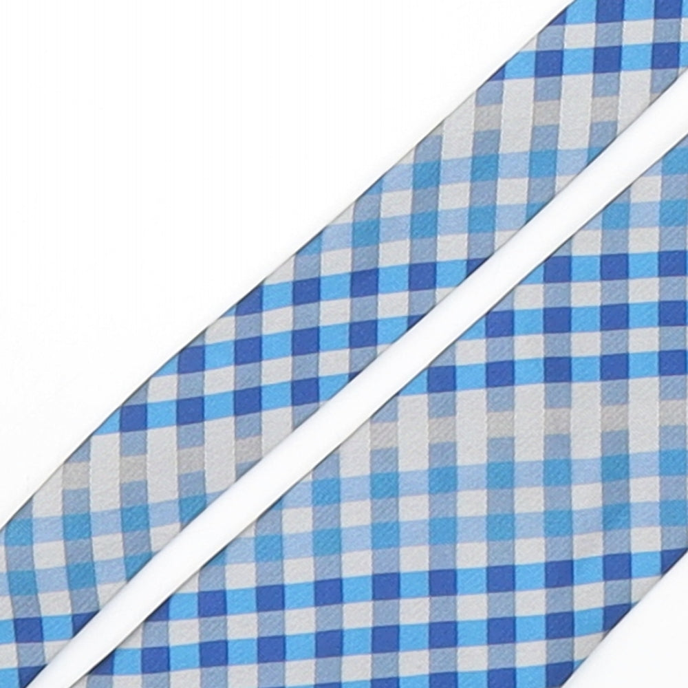 Everton  Mens Blue Plaids & Checks Polyester Pointed Tie One Size
