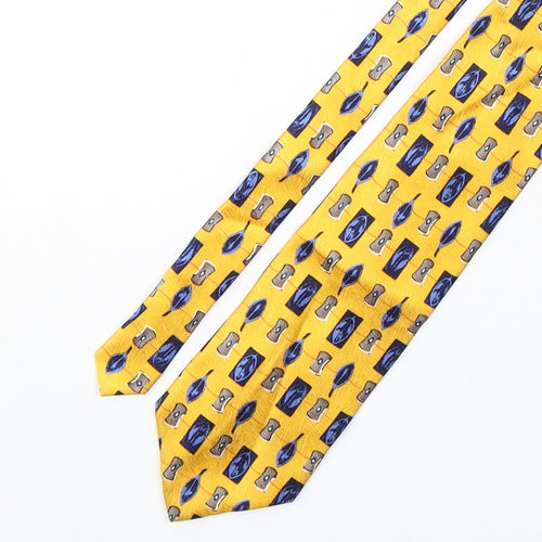 Daniel Hechter Mens Yellow Geometric Silk Pointed Tie One Size