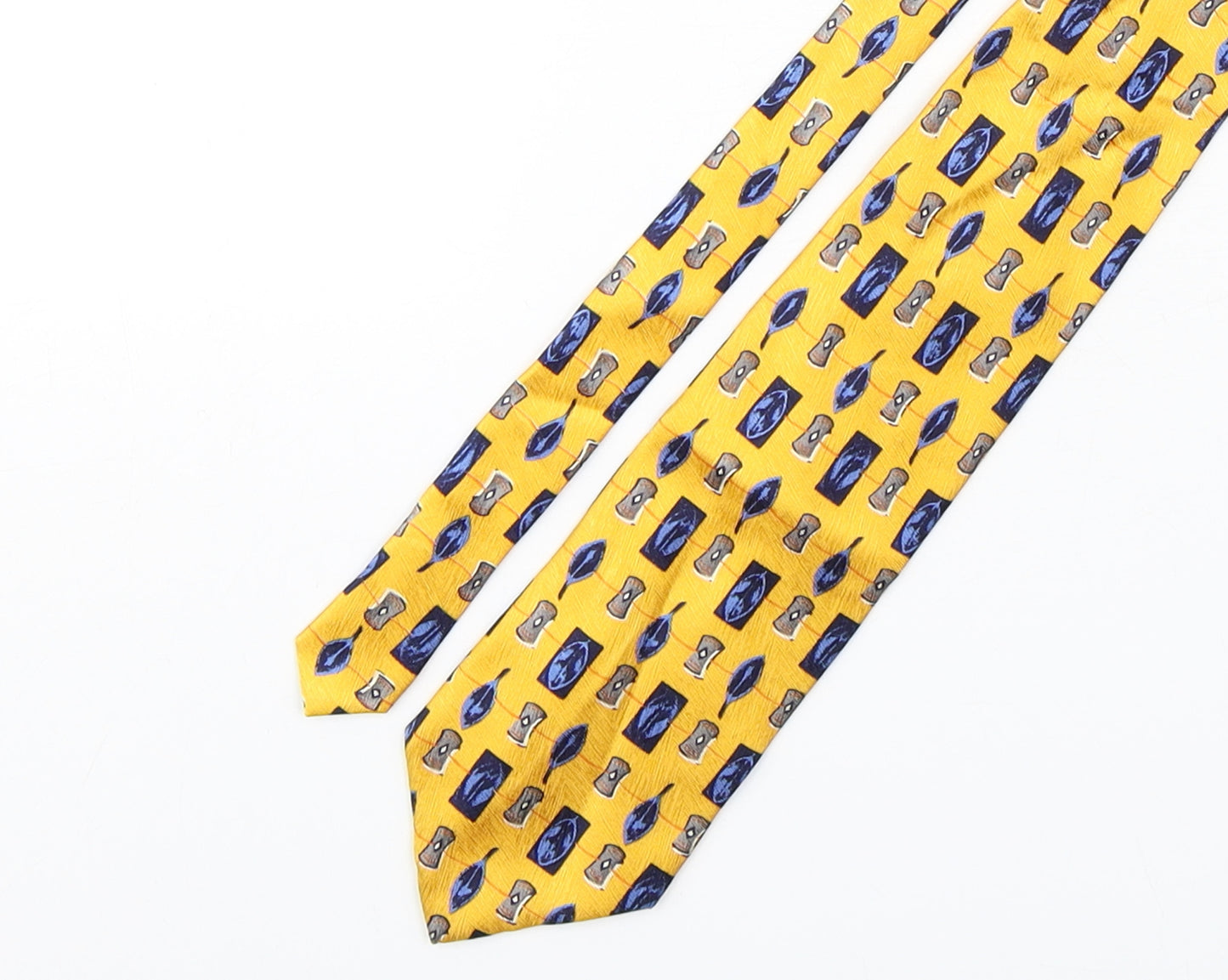 Daniel Hechter Mens Yellow Geometric Silk Pointed Tie One Size
