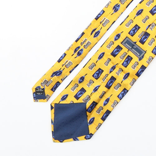 Daniel Hechter Mens Yellow Geometric Silk Pointed Tie One Size