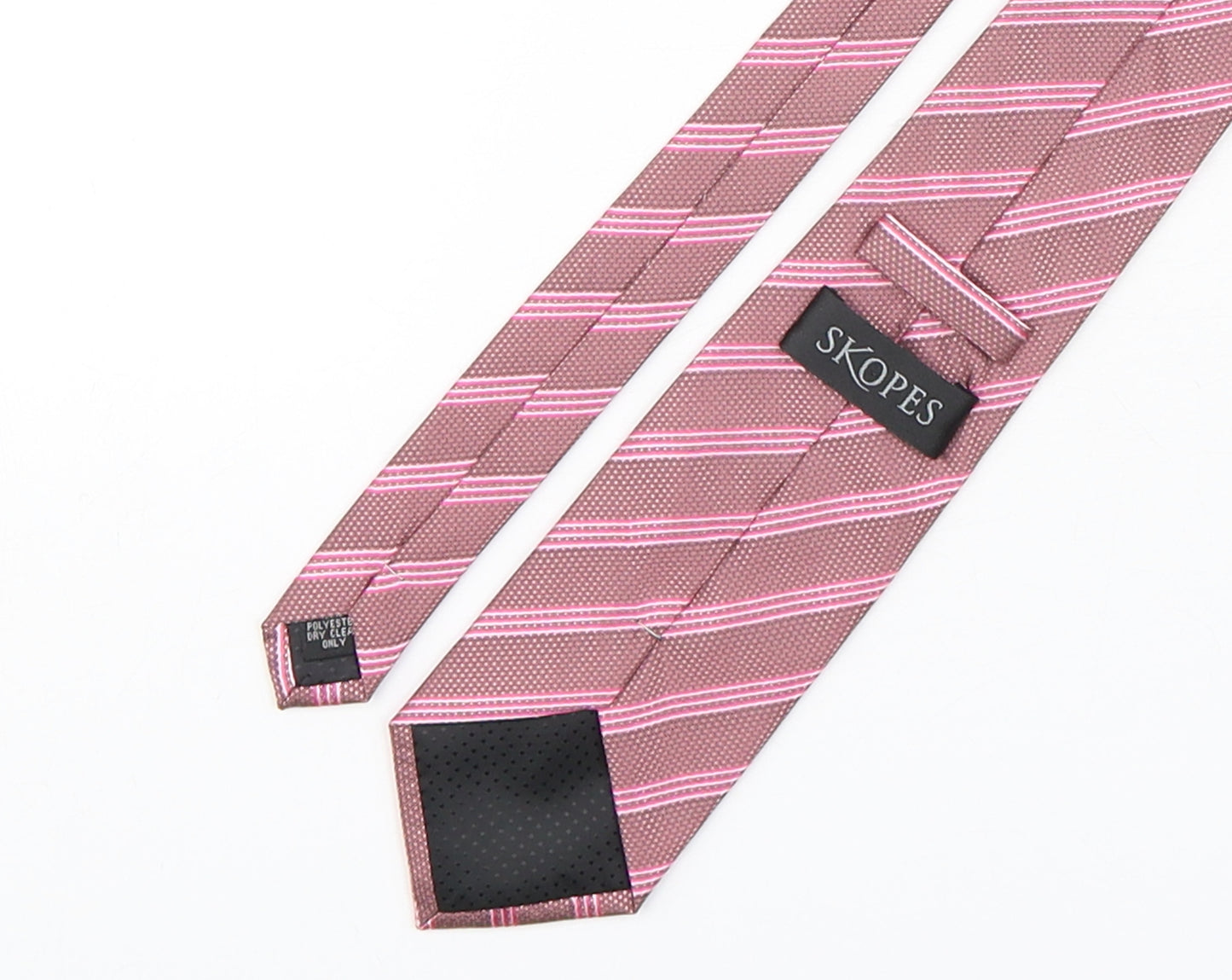 Skopes Mens Pink Striped Polyester Pointed Tie One Size