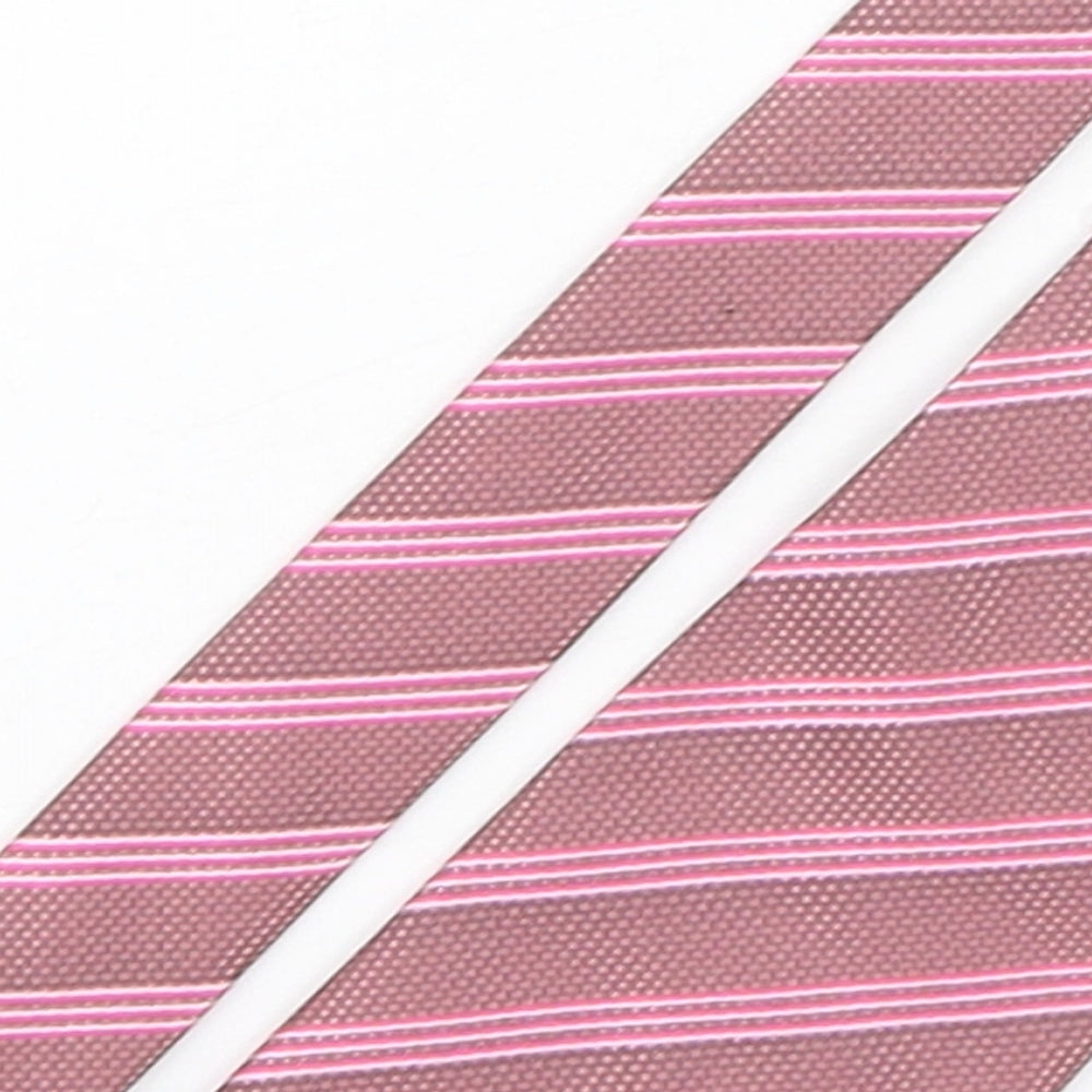 Skopes Mens Pink Striped Polyester Pointed Tie One Size