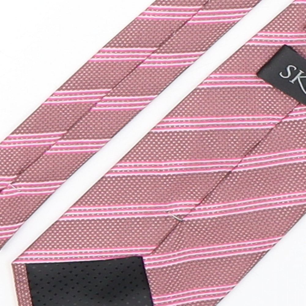 Skopes Mens Pink Striped Polyester Pointed Tie One Size