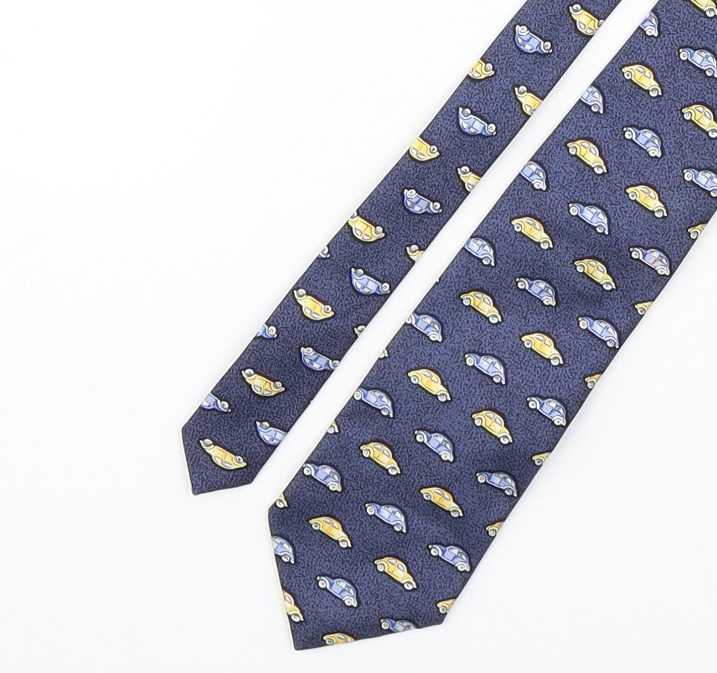 Marks and Spencer Mens Multicoloured Geometric Silk Pointed Tie One Size - Car Print