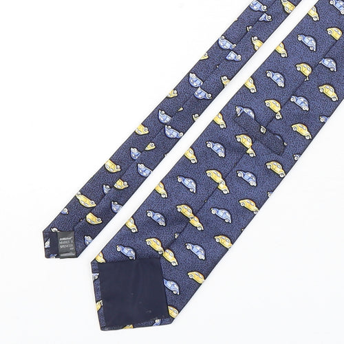 Marks and Spencer Mens Multicoloured Geometric Silk Pointed Tie One Size - Car Print
