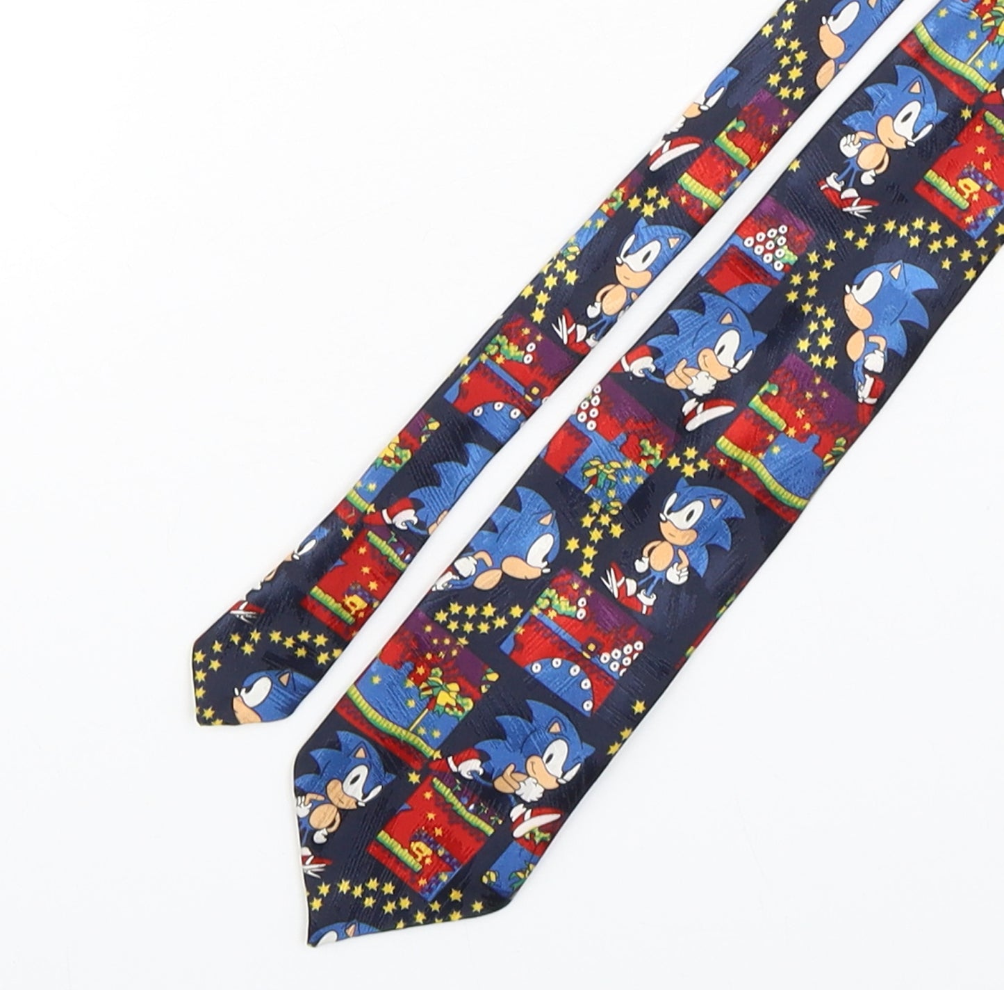 Marks and Spencer Mens Multicoloured Geometric Polyester Pointed Tie One Size - Sonic the Hedgehog