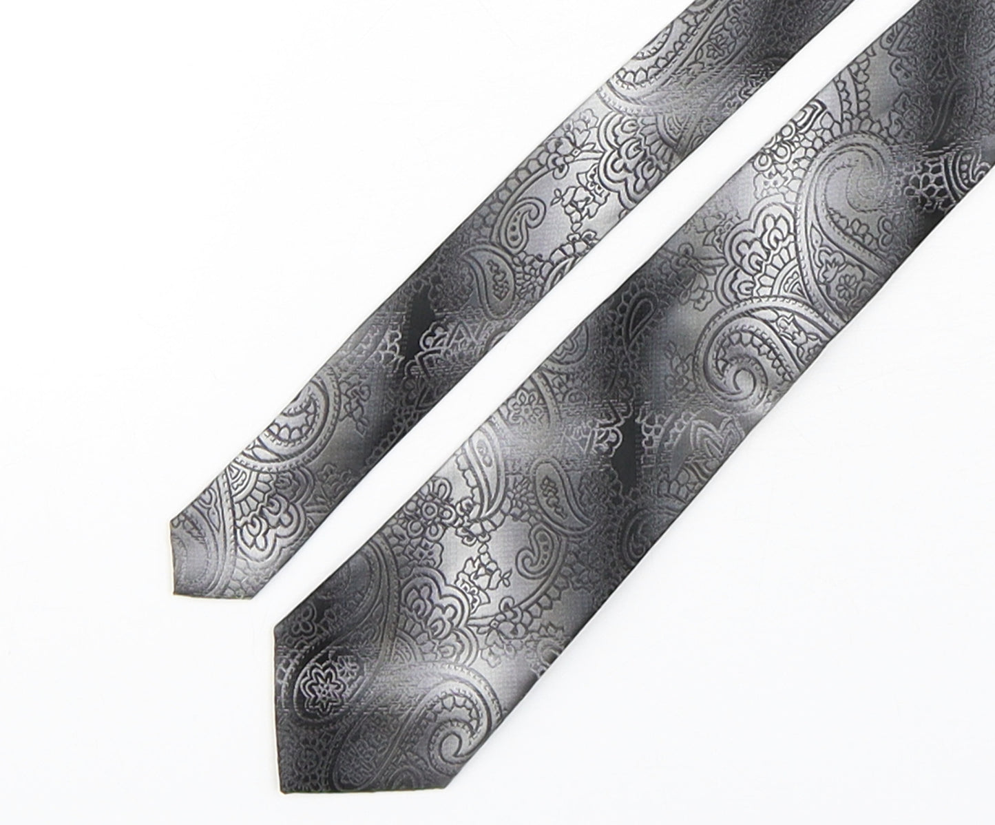 Pierre Cardin  Mens Silver Paisley Silk Pointed Tie One Size