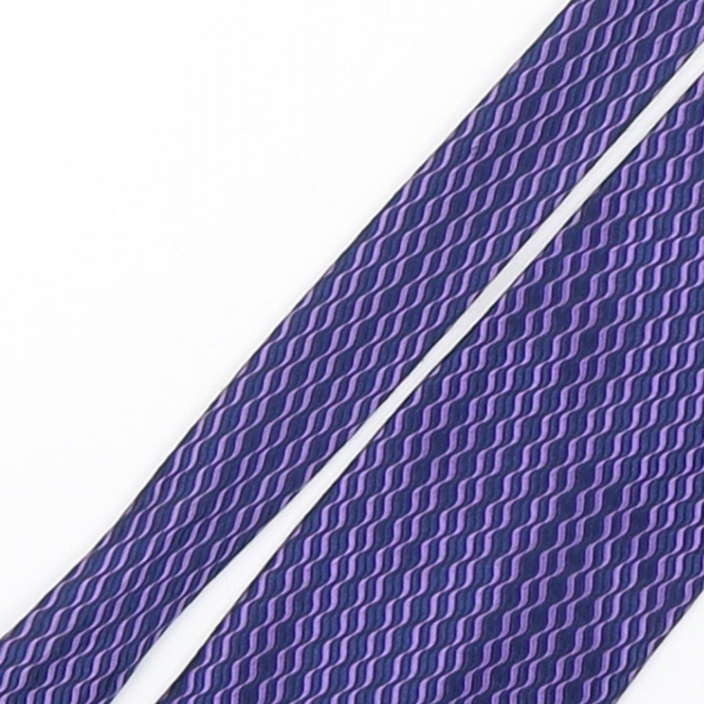 savatini Mens Purple Striped Polyester Pointed Tie One Size