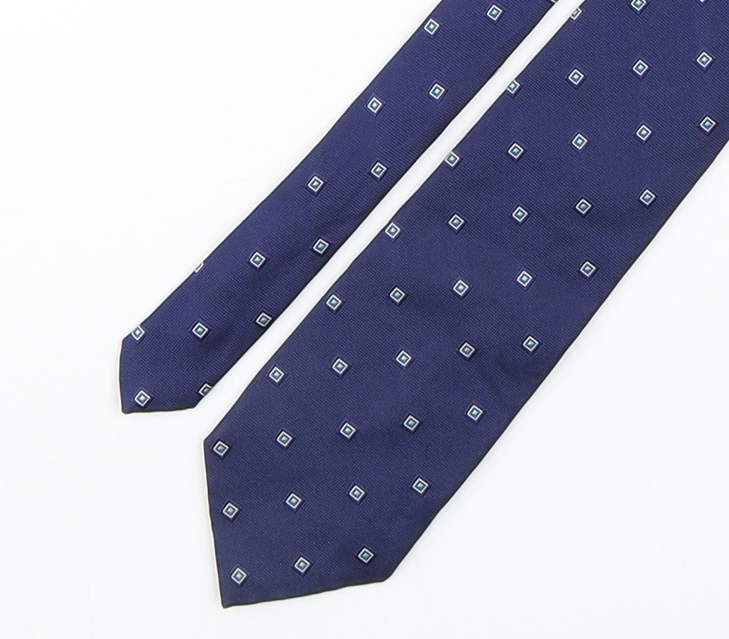 Marks and Spencer Mens Blue Geometric Silk Pointed Tie One Size