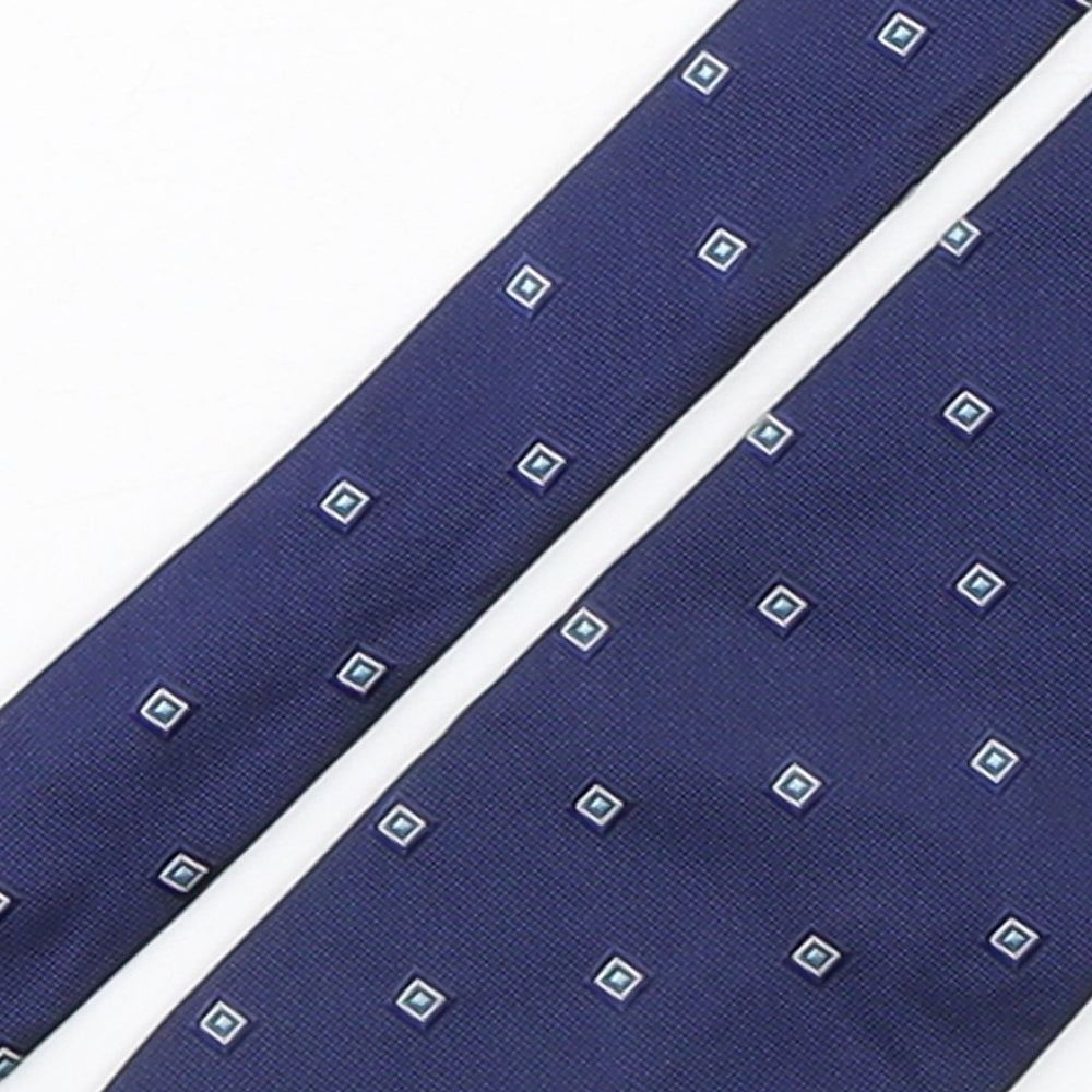 Marks and Spencer Mens Blue Geometric Silk Pointed Tie One Size
