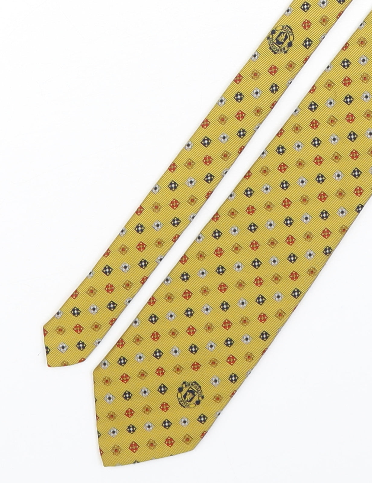 Manchester United  Mens Multicoloured Geometric Polyester Pointed Tie One Size - Manchester United