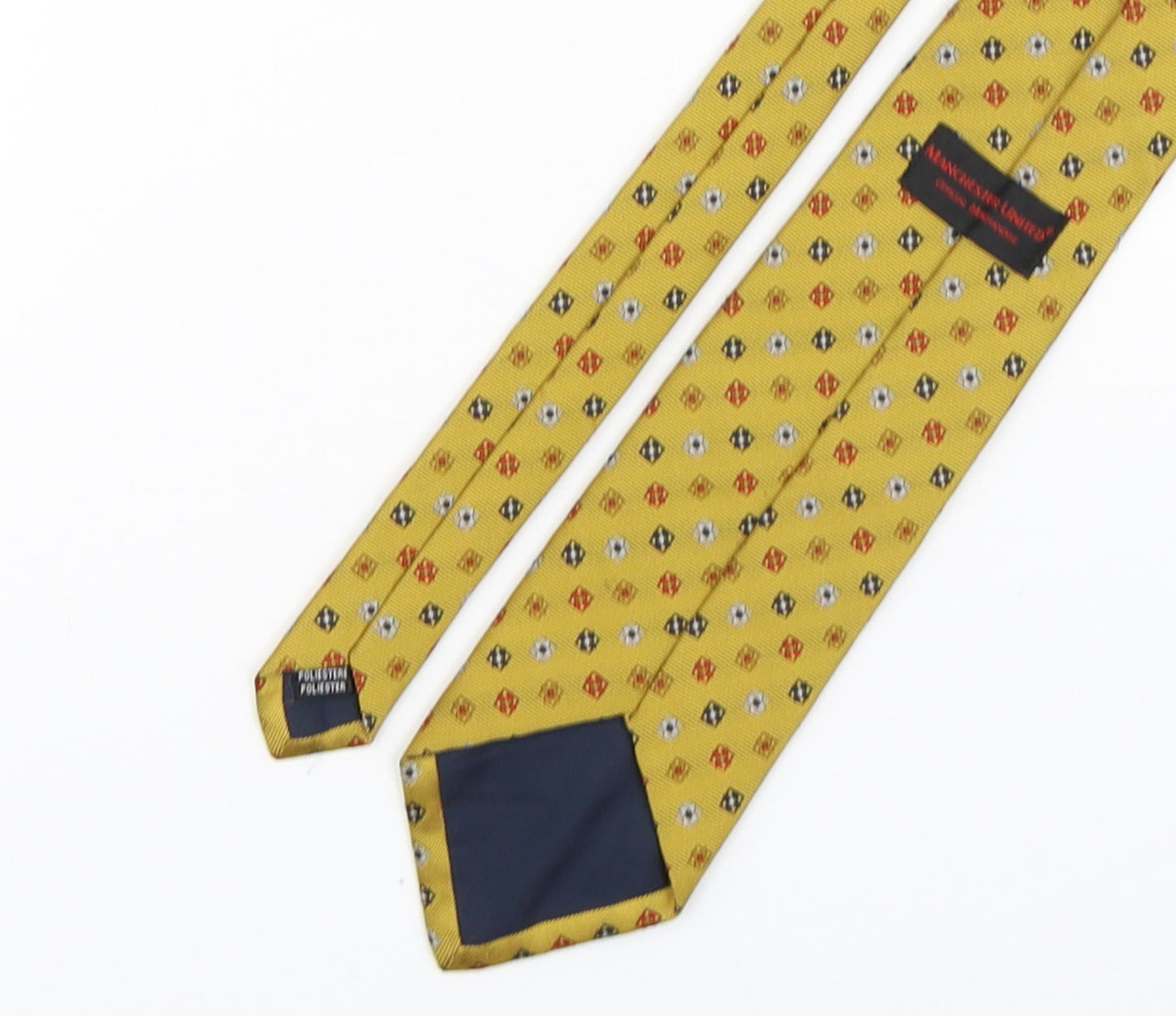 Manchester United  Mens Multicoloured Geometric Polyester Pointed Tie One Size - Manchester United