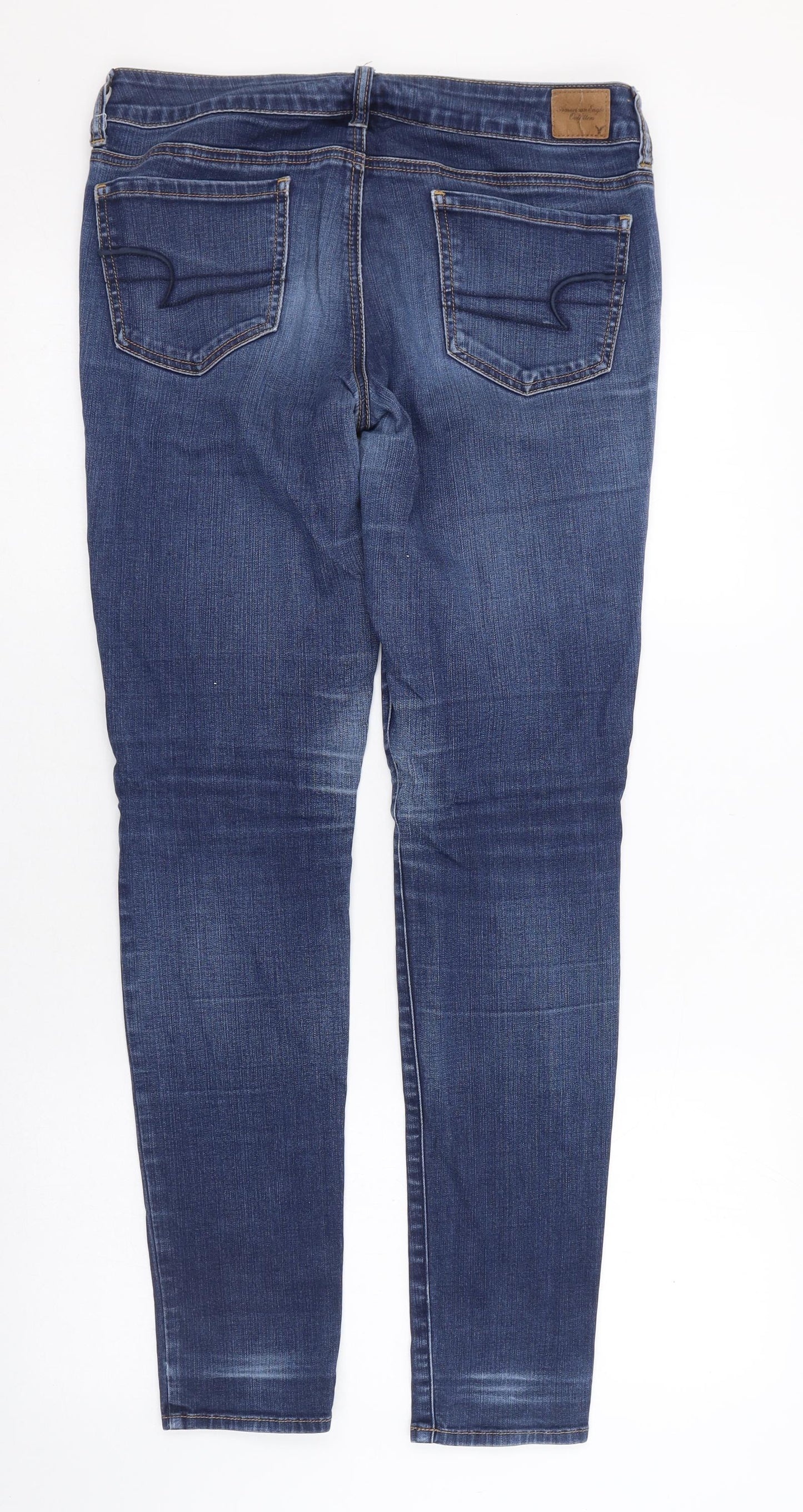 American Eagle Outfitters Womens Blue  Cotton Skinny Jeans Size 8 L30 in Slim Zip