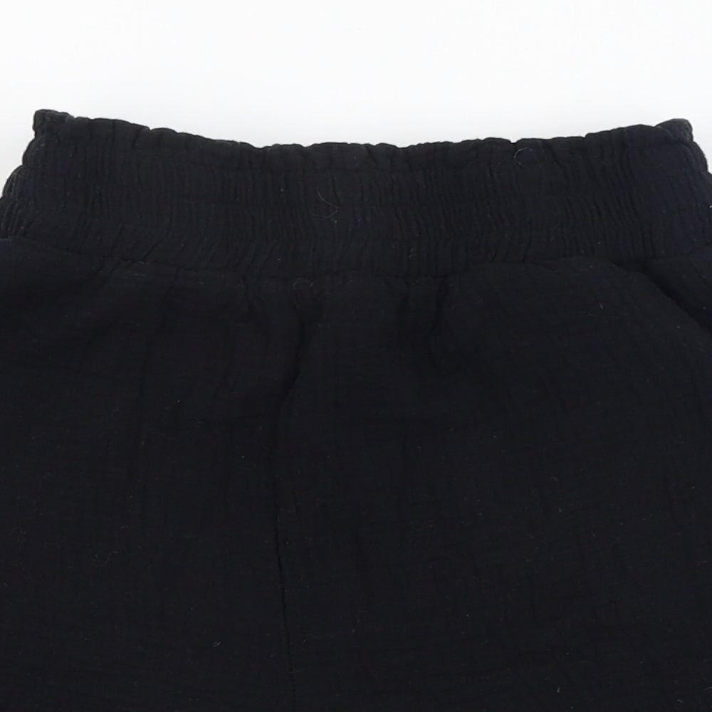 Primark Womens Black  Cotton Paperbag Shorts Size 6 L3 in Regular Pull On